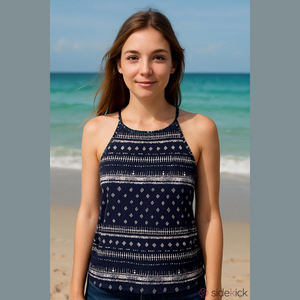 Mudd Boho Halter Top Black and White Women's Size Medium Lace